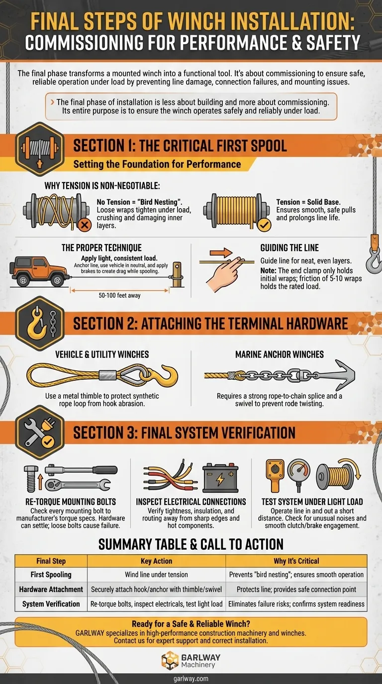 윈치 설치의 마지막 단계는 무엇인가요? 안전하고 안정적인 작동을 보장하세요. 시각적 가이드