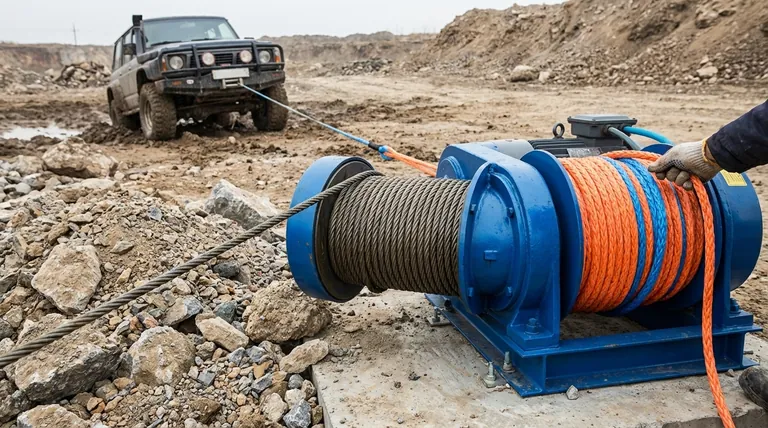 수동 윈치에 사용할 수 있는 케이블 종류는 무엇인가요? 안전 및 성능을 위해 강철 또는 합성 소재 선택