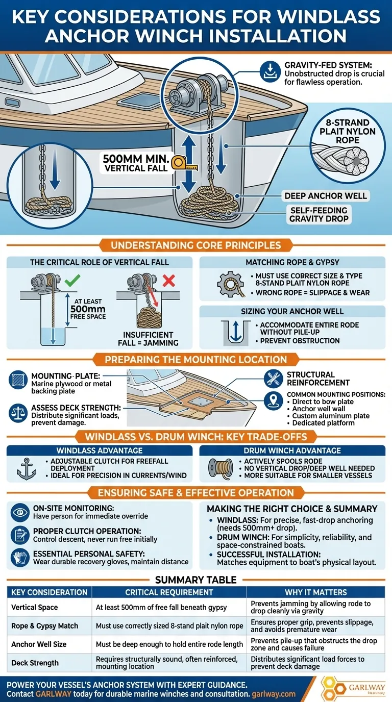 앵커 윈드래스 타입 설치 시 주요 고려 사항은 무엇인가요? 완벽한 중력 공급 시스템 보장 시각적 가이드