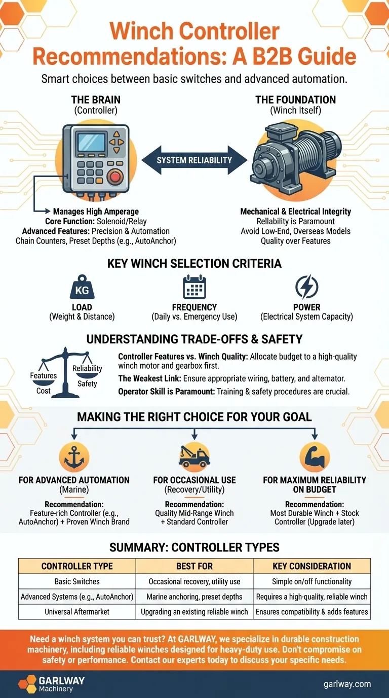 윈치 컨트롤러에 대한 권장 사항은 무엇인가요? 안전한 작업을 위한 안정적인 시스템 구축 시각적 가이드