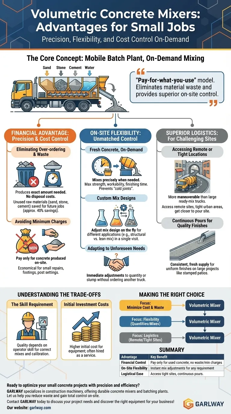 소규모 콘크리트 작업에 부피 측정 믹서를 사용하면 어떤 이점이 있습니까? 비용 절감 및 현장 제어 확보 시각적 가이드