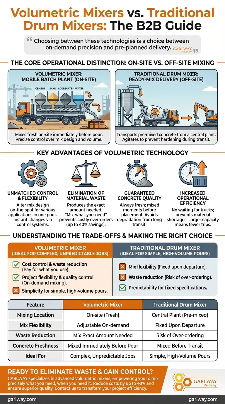 Quelles sont les différences entre les malaxeurs volumétriques et les malaxeurs à tambour traditionnels ? Maximisez l'efficacité et le contrôle sur site Guide Visuel