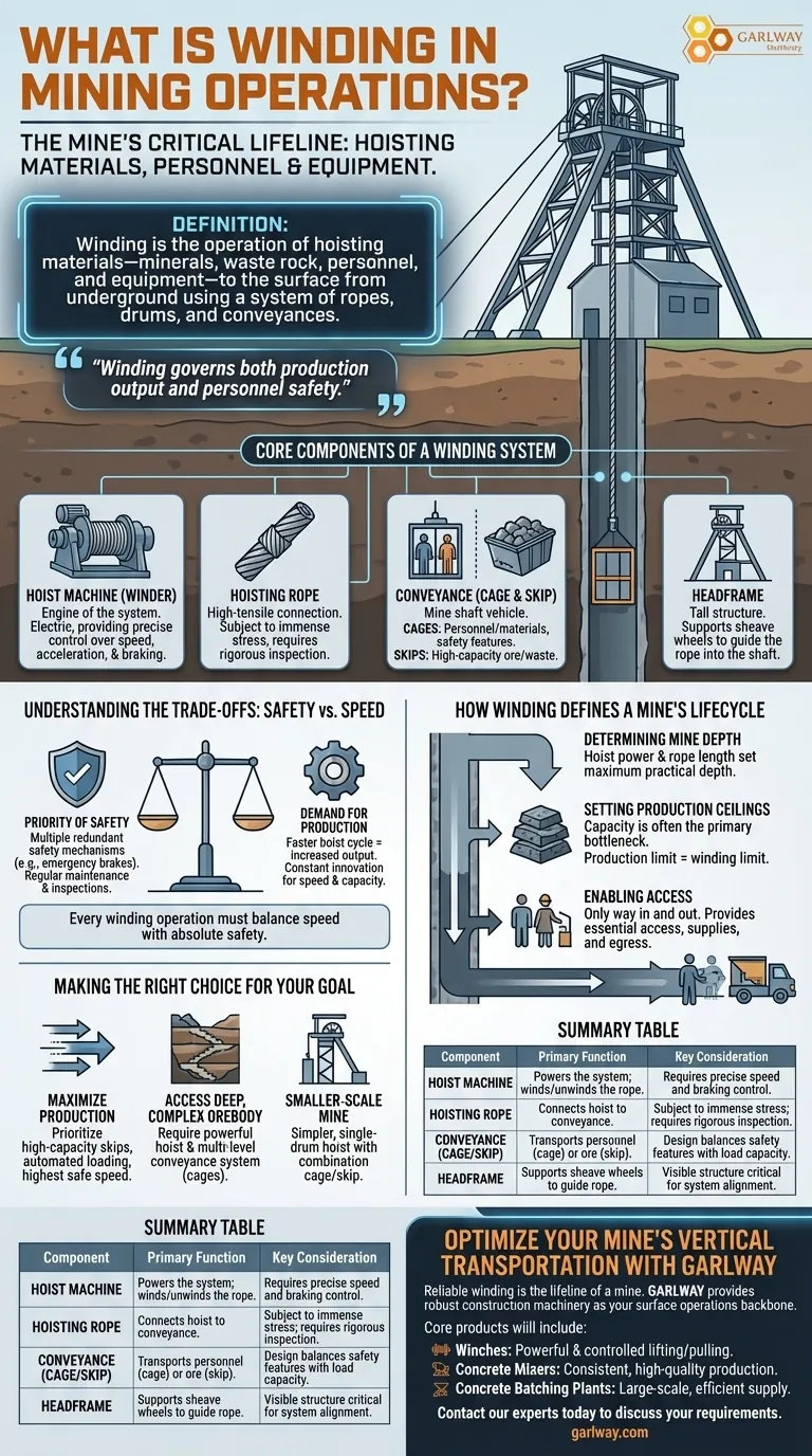 광산 운영에서 권양의 정의는 무엇인가요? 지하 채광의 생명줄을 발견하세요. 시각적 가이드