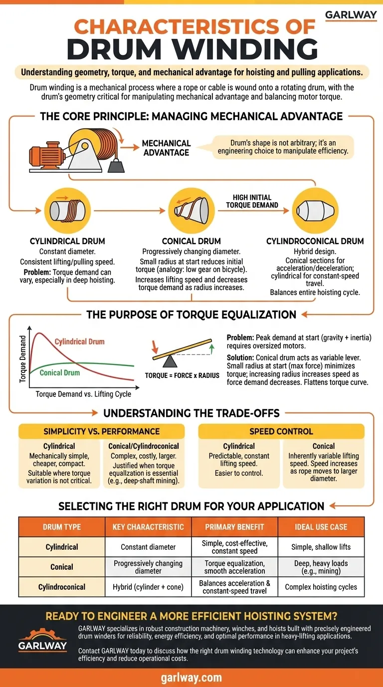 ما هي خصائص لف الأسطوانة؟ تحسين عزم الدوران والسرعة لنظام الرفع الخاص بك دليل مرئي