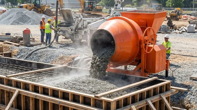 틸팅 드럼 콘크리트 믹서의 목적은 무엇인가요? 빠르고 고품질의 콘크리트 배출 달성