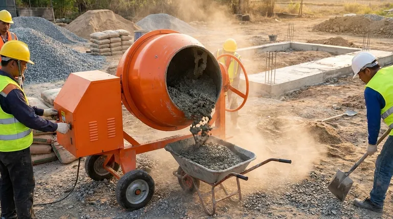 틸팅 드럼 콘크리트 믹서의 특징은 무엇인가요? 까다로운 작업에 대한 빠르고 효율적인 혼합