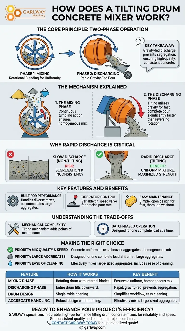틸팅 드럼 콘크리트 믹서는 어떻게 작동하나요? 빠르고 고품질의 콘크리트 타설 달성 시각적 가이드