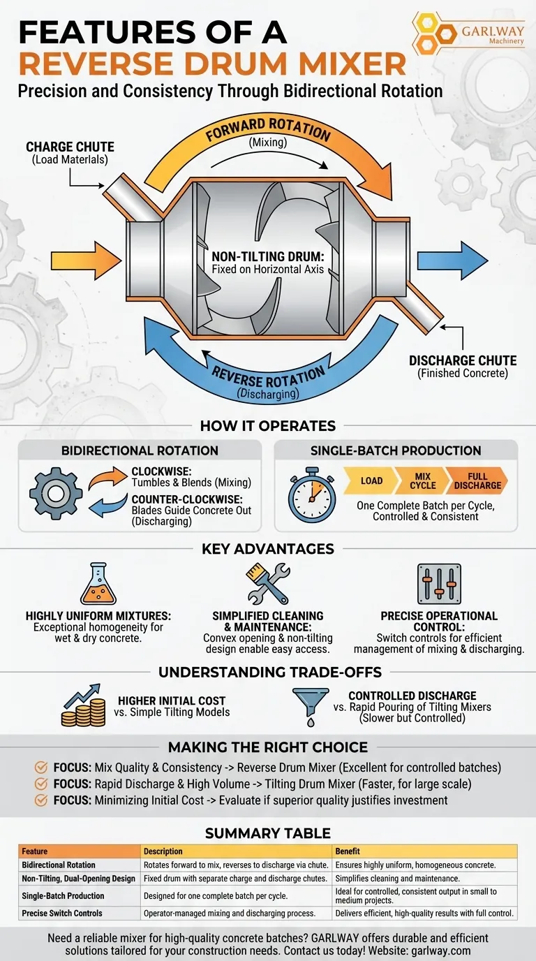 역방향 드럼 믹서의 특징은 무엇인가요? 정밀한 배치로 우수한 콘크리트 품질을 달성하십시오. 시각적 가이드