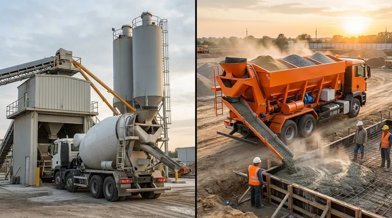 전통적인 후방/전방 배출 믹서와 부피 믹서는 어떻게 다른가요? 콘크리트 효율을 극대화하세요.