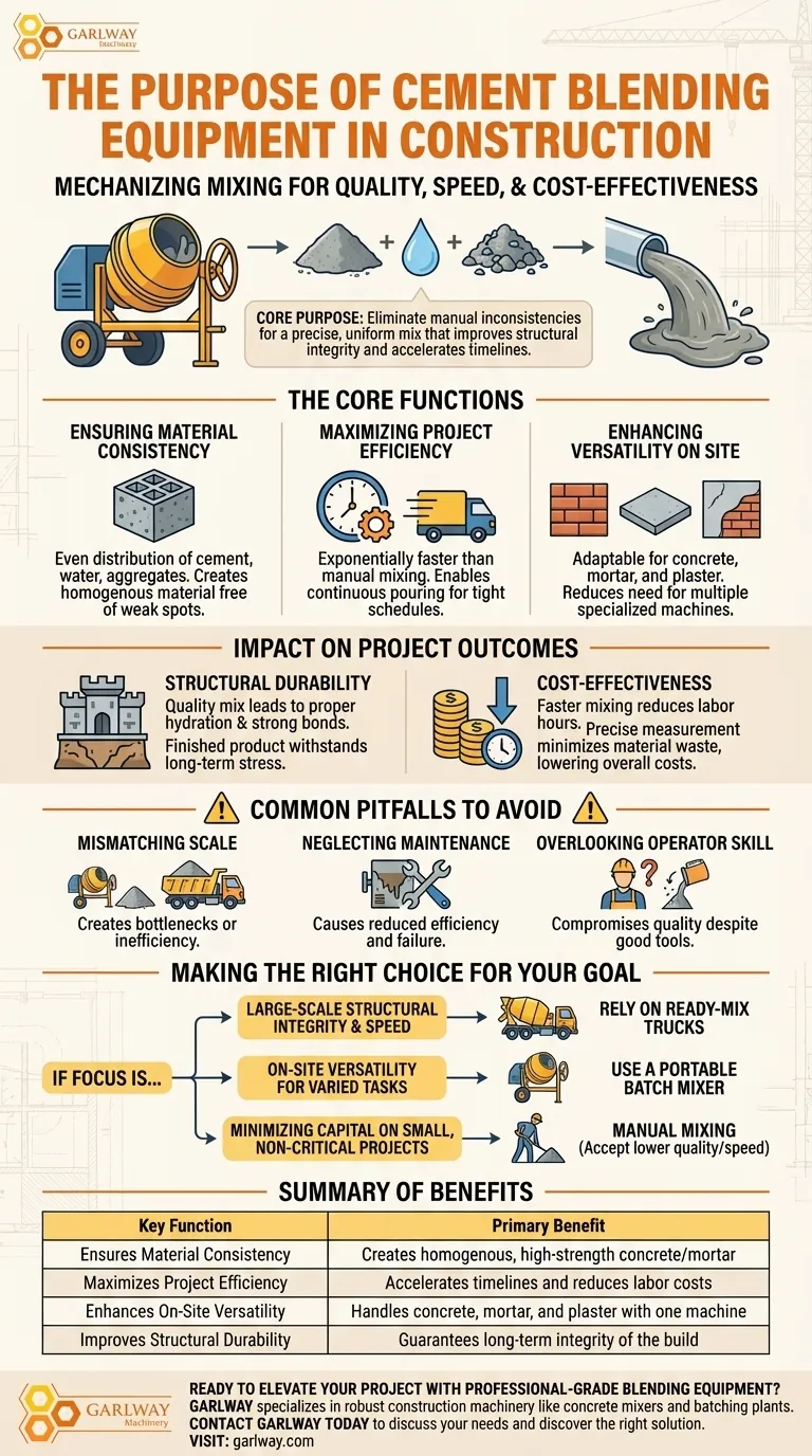 Quel est le but de l'équipement de mélange de ciment dans les projets de construction ? Assurer la qualité, la rapidité et la rentabilité. Guide Visuel