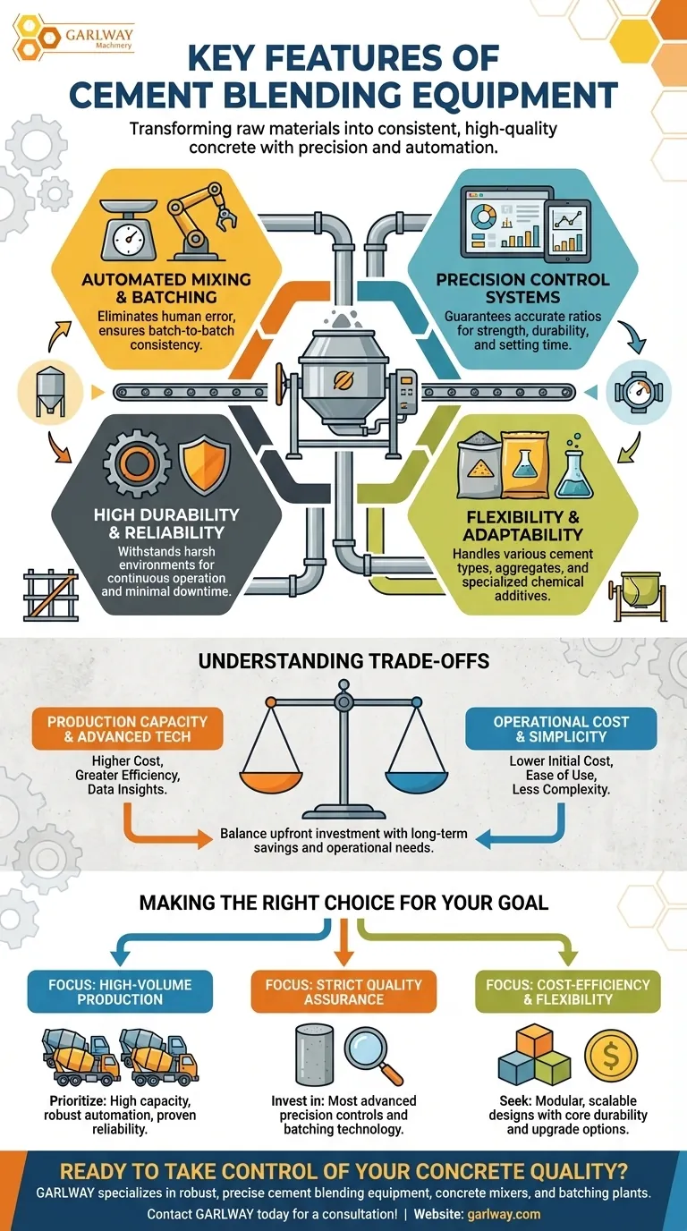 Quelles sont les caractéristiques clés des équipements de mélange de ciment ? Maximiser la qualité et l'efficacité de la production de béton Guide Visuel