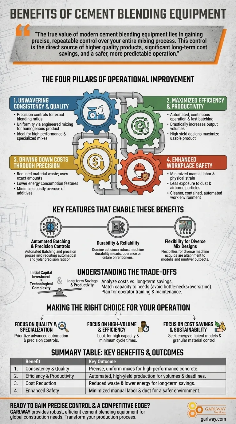 Quels sont les avantages de l'utilisation d'équipements de mélange de ciment ? Augmenter l'efficacité et la qualité Guide Visuel