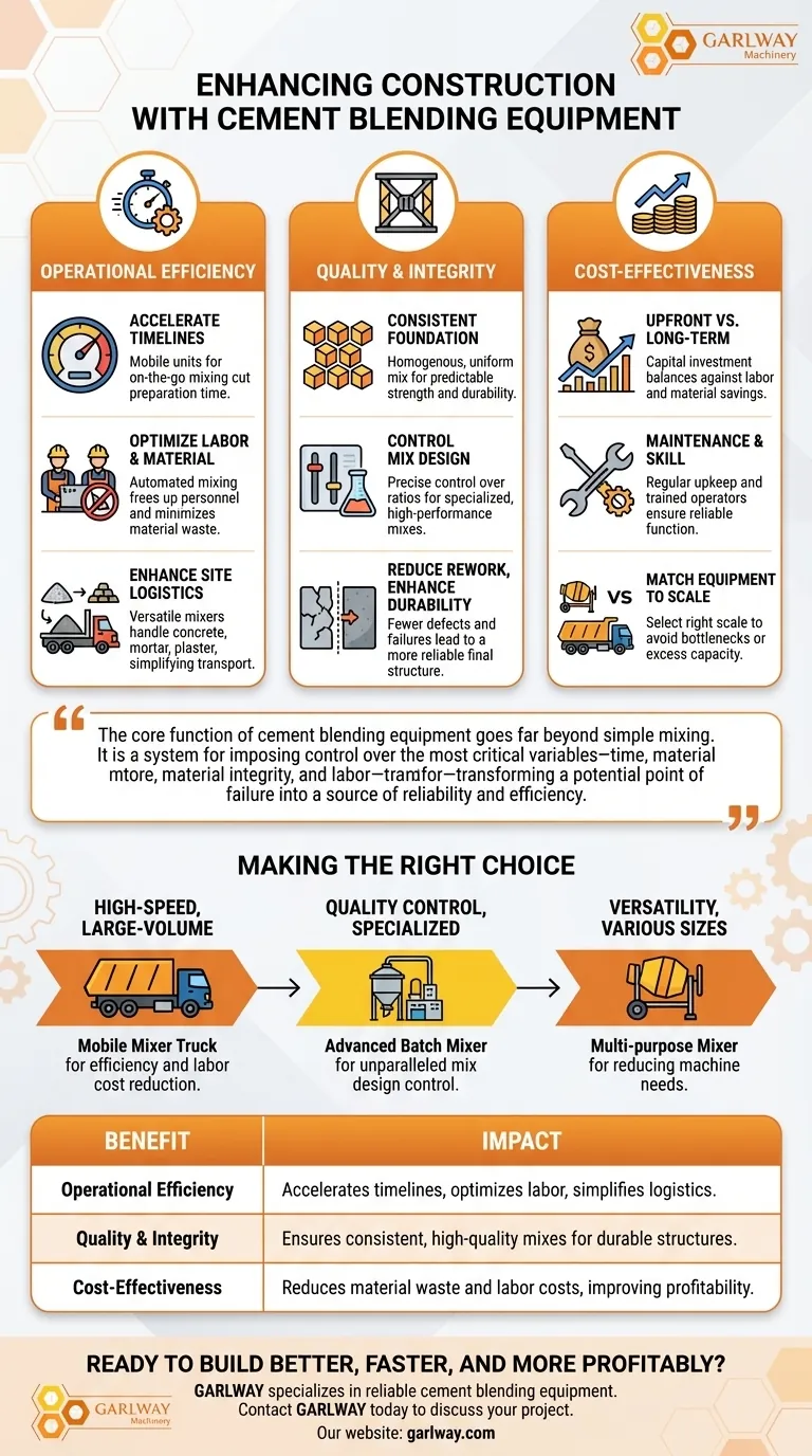 Comment l'équipement de mélange de ciment peut-il améliorer les résultats des projets de construction ? Améliorer l'efficacité et la qualité Guide Visuel
