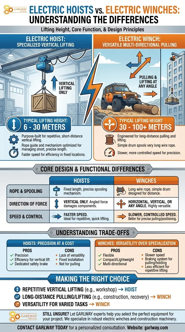 电动葫芦和电动绞盘在起升高度方面有何不同？影响施工效率的关键因素。 图解指南