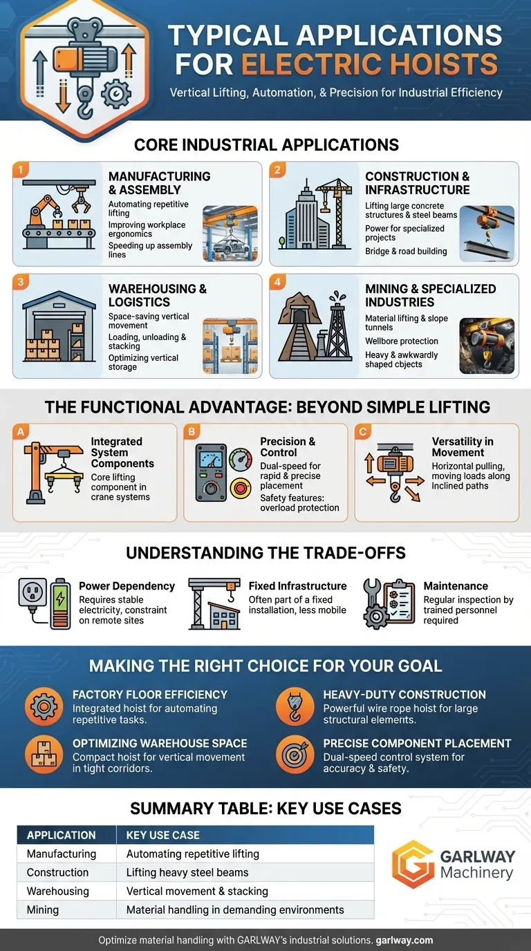 전동 호이스트의 일반적인 용도는 무엇인가요? 건설 및 제조 분야의 필수 용도 시각적 가이드