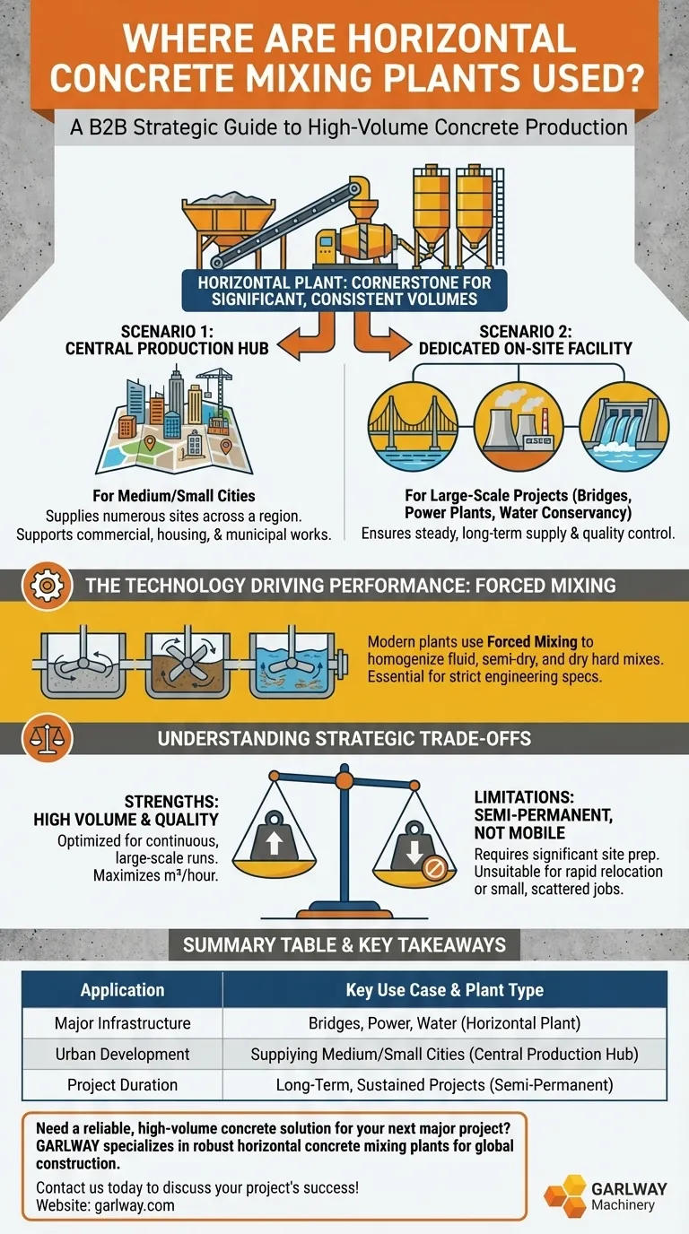 수평 콘크리트 혼합 플랜트는 일반적으로 어디에 사용됩니까? 대규모, 장기 프로젝트에 이상적 시각적 가이드