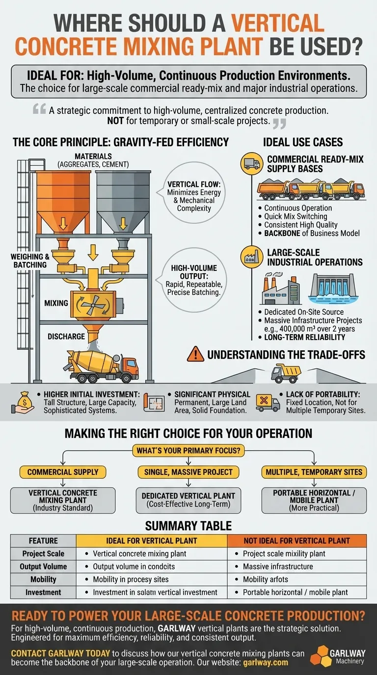 Où utiliser une centrale à béton verticale ? Pour les projets commerciaux et industriels à grand volume Guide Visuel