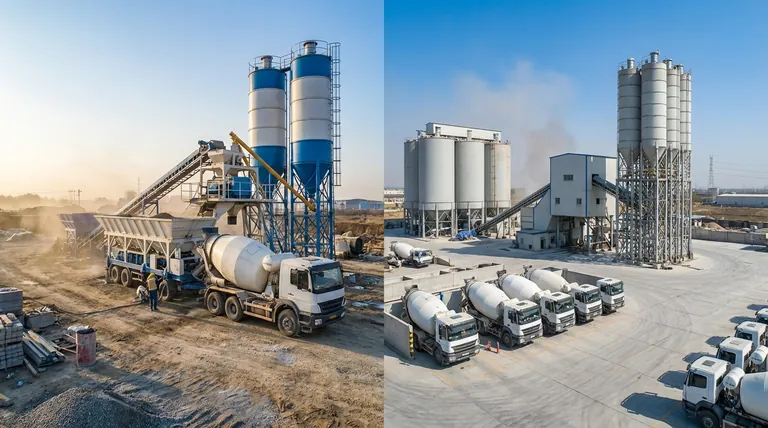 ما هما الفئتان الرئيسيتان لمصانع خلط الخرسانة؟ اختر المصنع المناسب لمشروعك