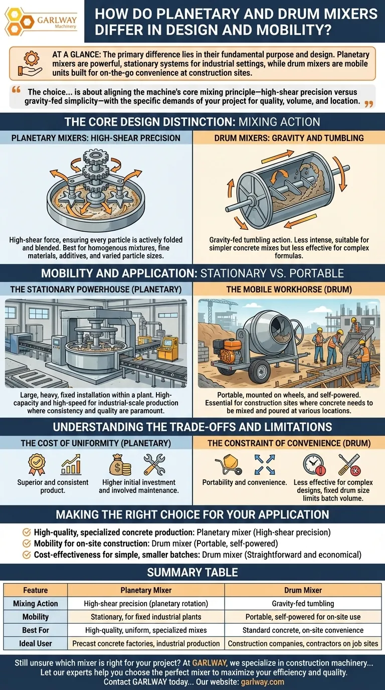 كيف يختلف الخلاطان الكوكبي والخلاط الأسطواني في التصميم والتنقل؟ اختر الخلاط المناسب لمشروعك دليل مرئي