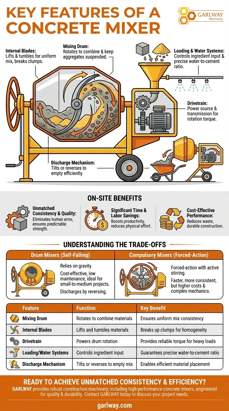 Was sind die Hauptmerkmale eines Betonmischers? Sorgen Sie für gleichmäßigen, hochwertigen Beton für Ihr Projekt Visuelle Anleitung