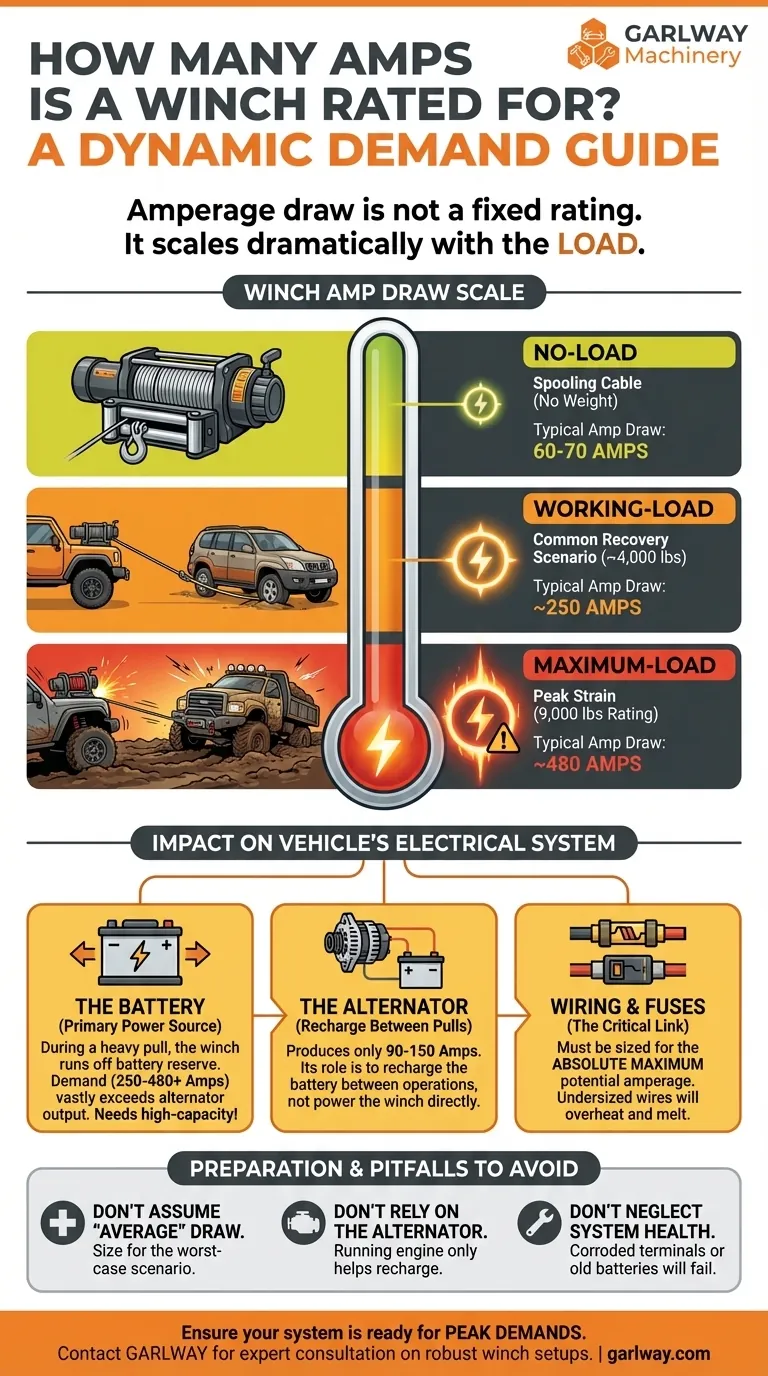 윈치는 몇 암페어로 정격됩니까? 암페어 소모량은 부하에 따라 달라집니다. 그 이유는 다음과 같습니다. 시각적 가이드