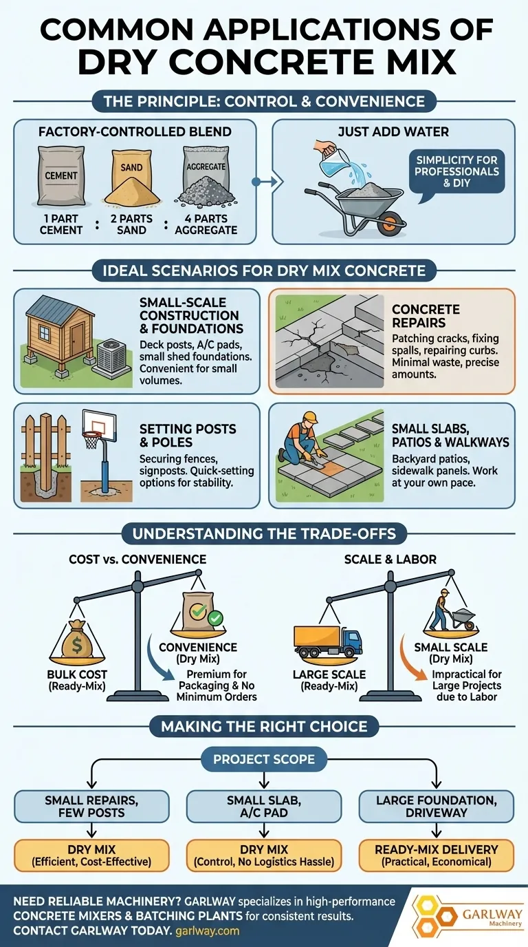 What are the common applications of dry concrete mix? Ideal for Small-Scale Projects & Repairs Visual Guide