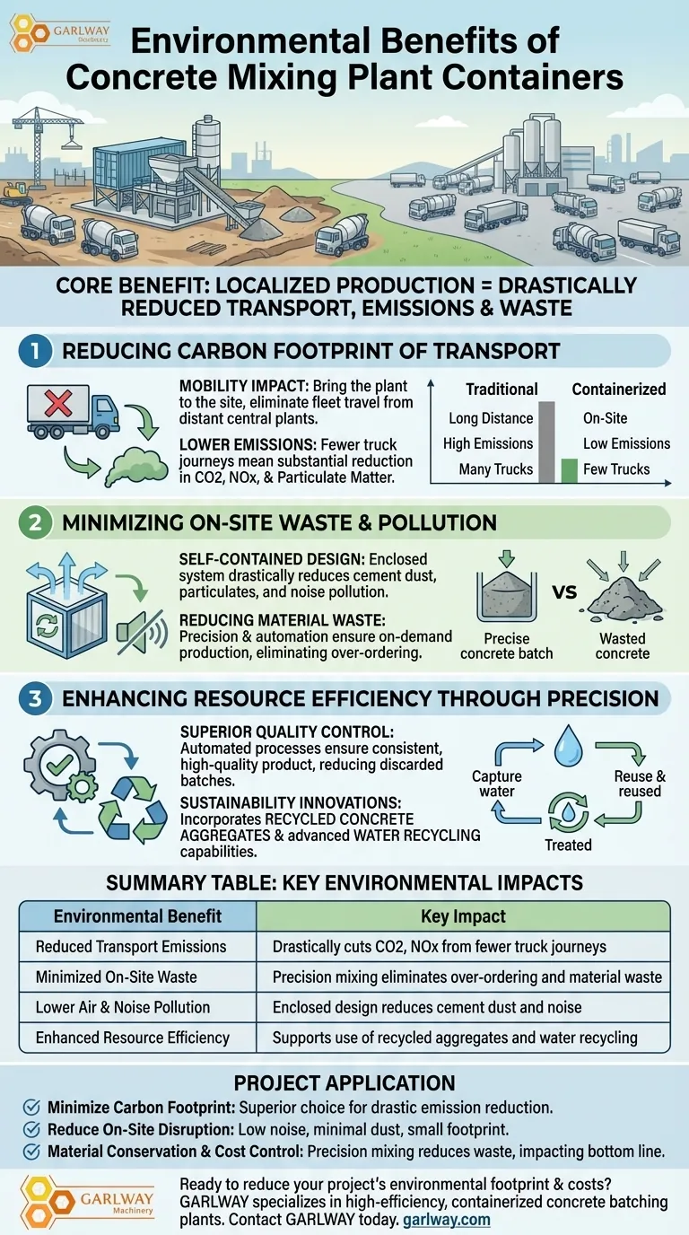 콘크리트 혼합 플랜트 컨테이너가 제공하는 환경적 이점은 무엇인가요? 현장 생산으로 지속 가능한 건설 달성 시각적 가이드