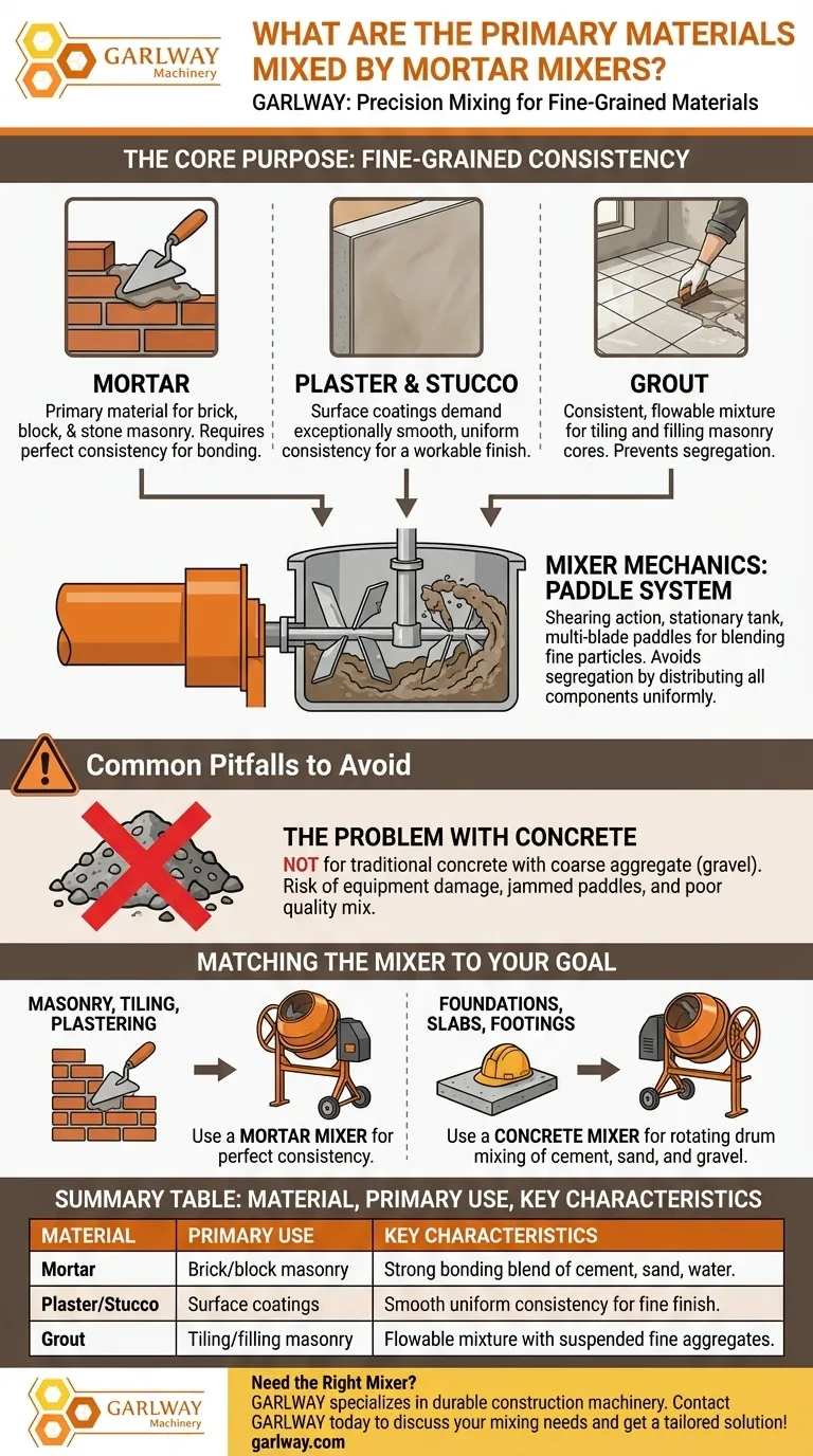Quais são os principais materiais misturados por misturadores de argamassa? Um guia sobre argamassa, reboco e rejunte Guia Visual