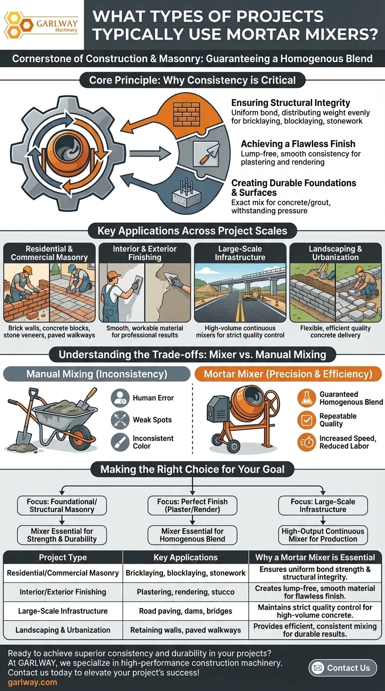 Quels types de projets utilisent généralement les malaxeurs de mortier ? Assurer l'intégrité structurelle et des finitions impeccables Guide Visuel