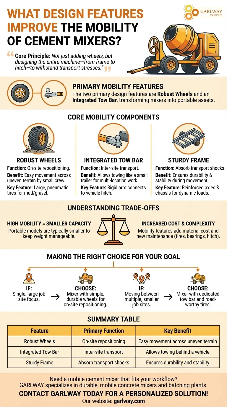 Quelles caractéristiques de conception améliorent la mobilité des bétonnières ? Optimisez l'efficacité sur le chantier grâce à la bonne conception. Guide Visuel