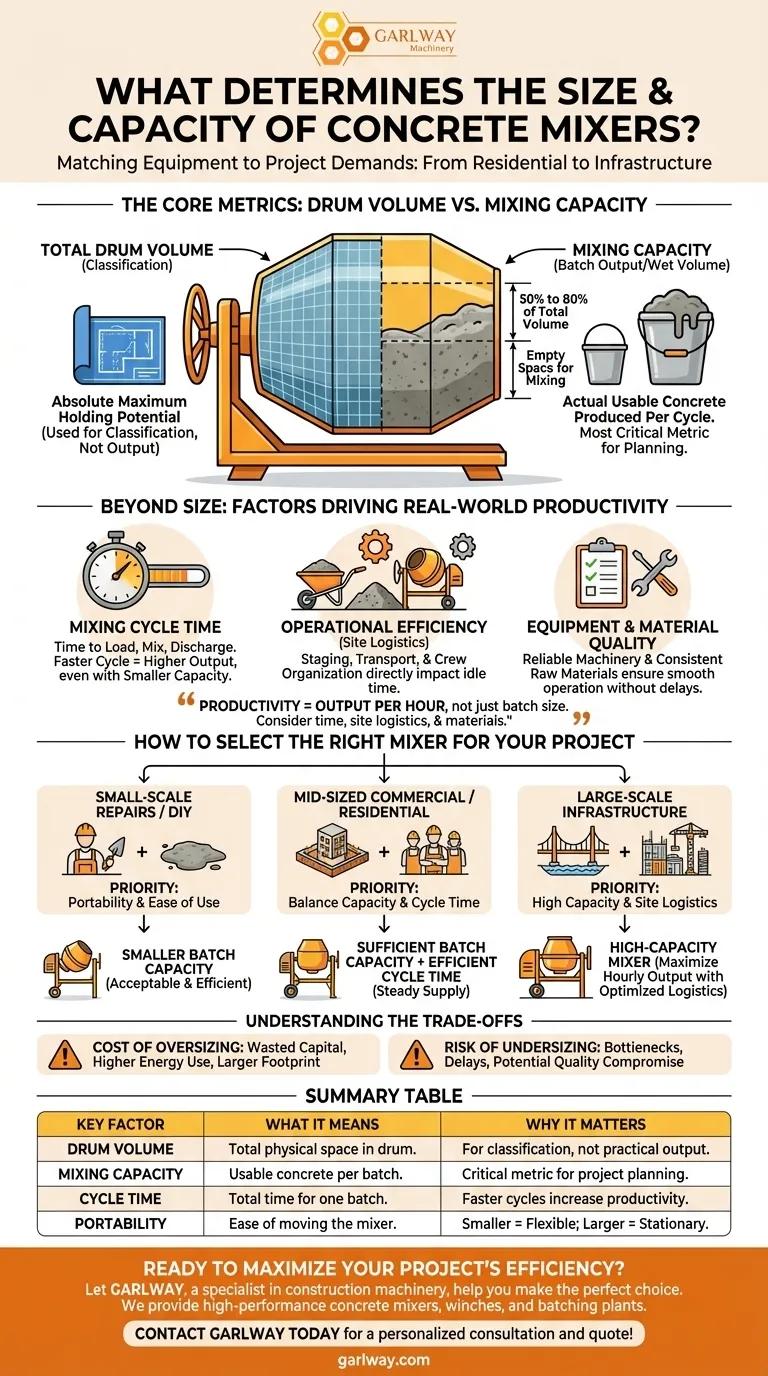 ما الذي يحدد حجم وسعة خلاطات الخرسانة؟ اختر الخلاط المناسب لتحقيق أقصى قدر من الإنتاجية دليل مرئي