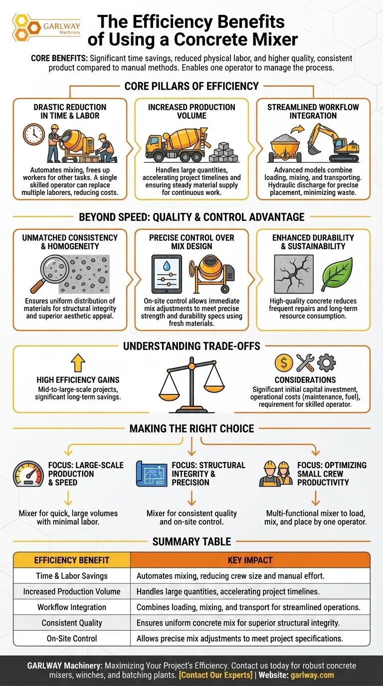 콘크리트 믹서의 효율성 이점은 무엇인가요? 생산성 향상 및 비용 절감 시각적 가이드