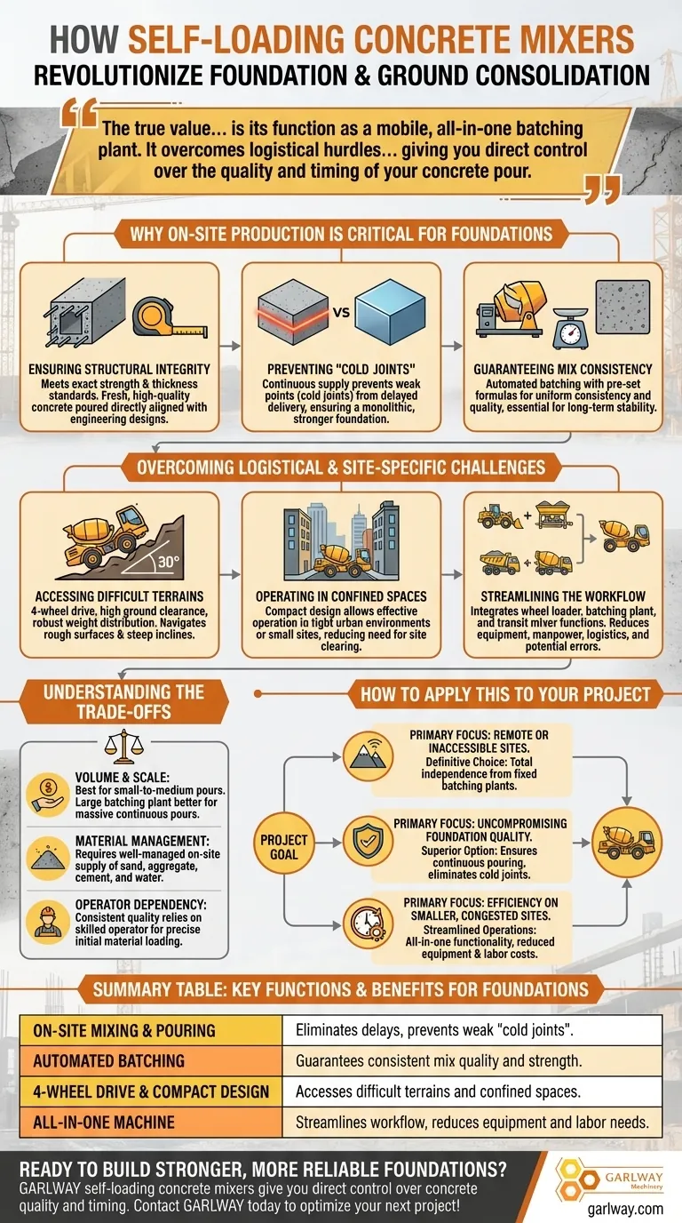 기초 및 지반 다짐 작업에서 자체 로딩 콘크리트 믹서는 어떻게 사용됩니까? 견고하고 일체형인 기초를 보장하십시오. 시각적 가이드