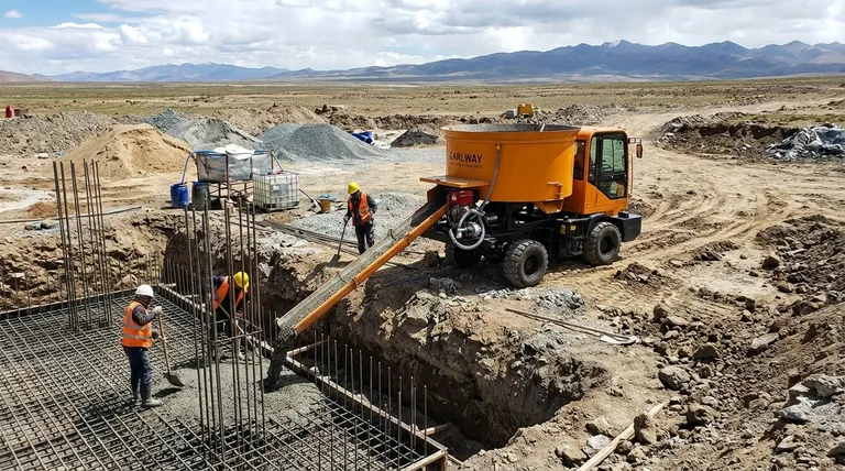 기초 및 지반 다짐 작업에서 자체 로딩 콘크리트 믹서는 어떻게 사용됩니까? 견고하고 일체형인 기초를 보장하십시오.