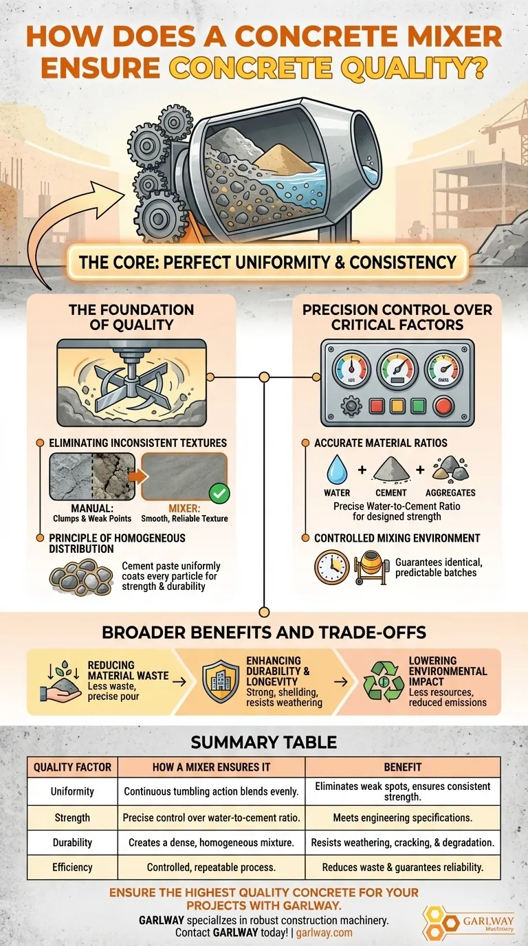 Wie stellt ein Betonmischer die Betonqualität sicher? Erzielen Sie gleichmäßigen, langlebigen Beton für Ihr Projekt. Visuelle Anleitung