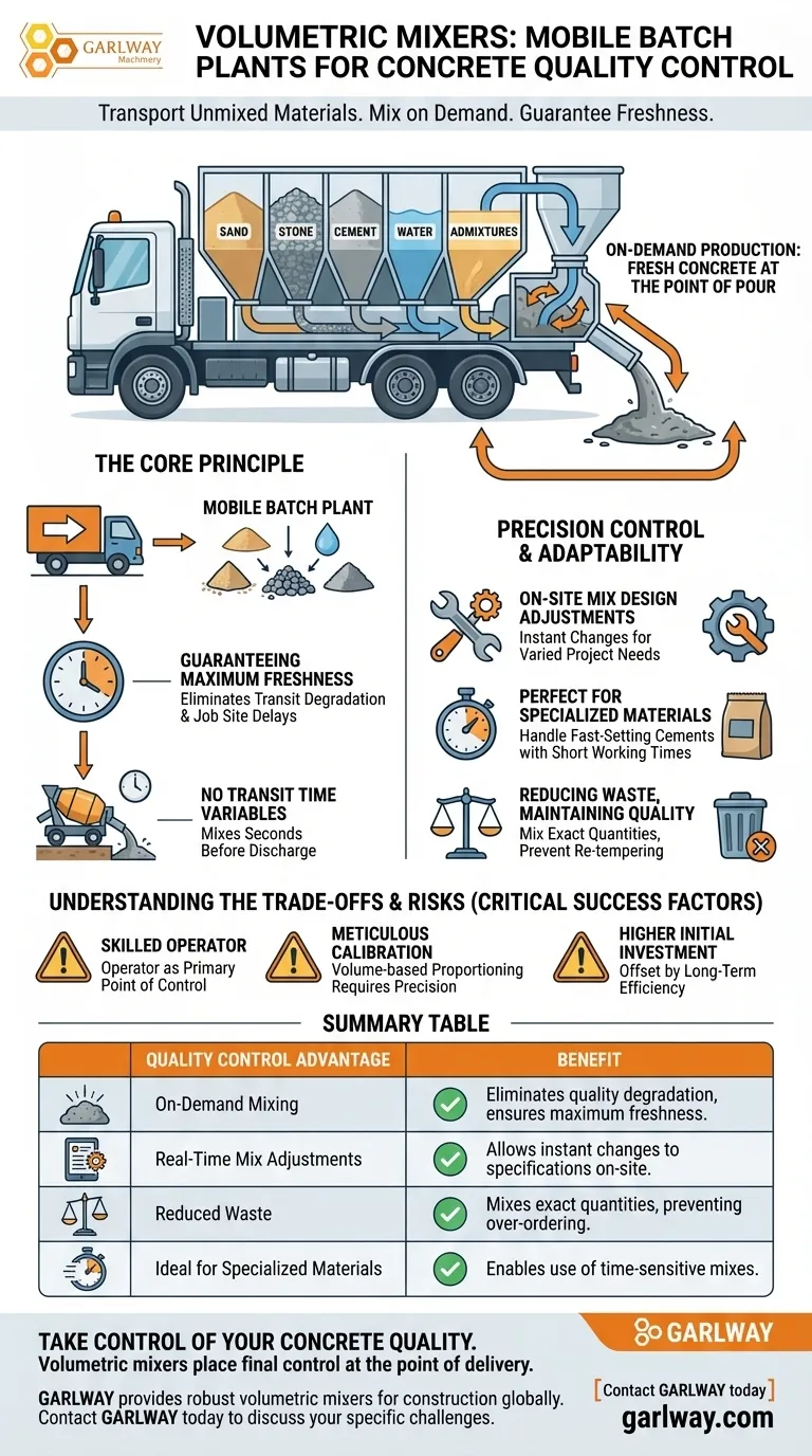 How do volumetric mixers help with concrete quality control? Ensure On-Site Freshness & Precision Visual Guide