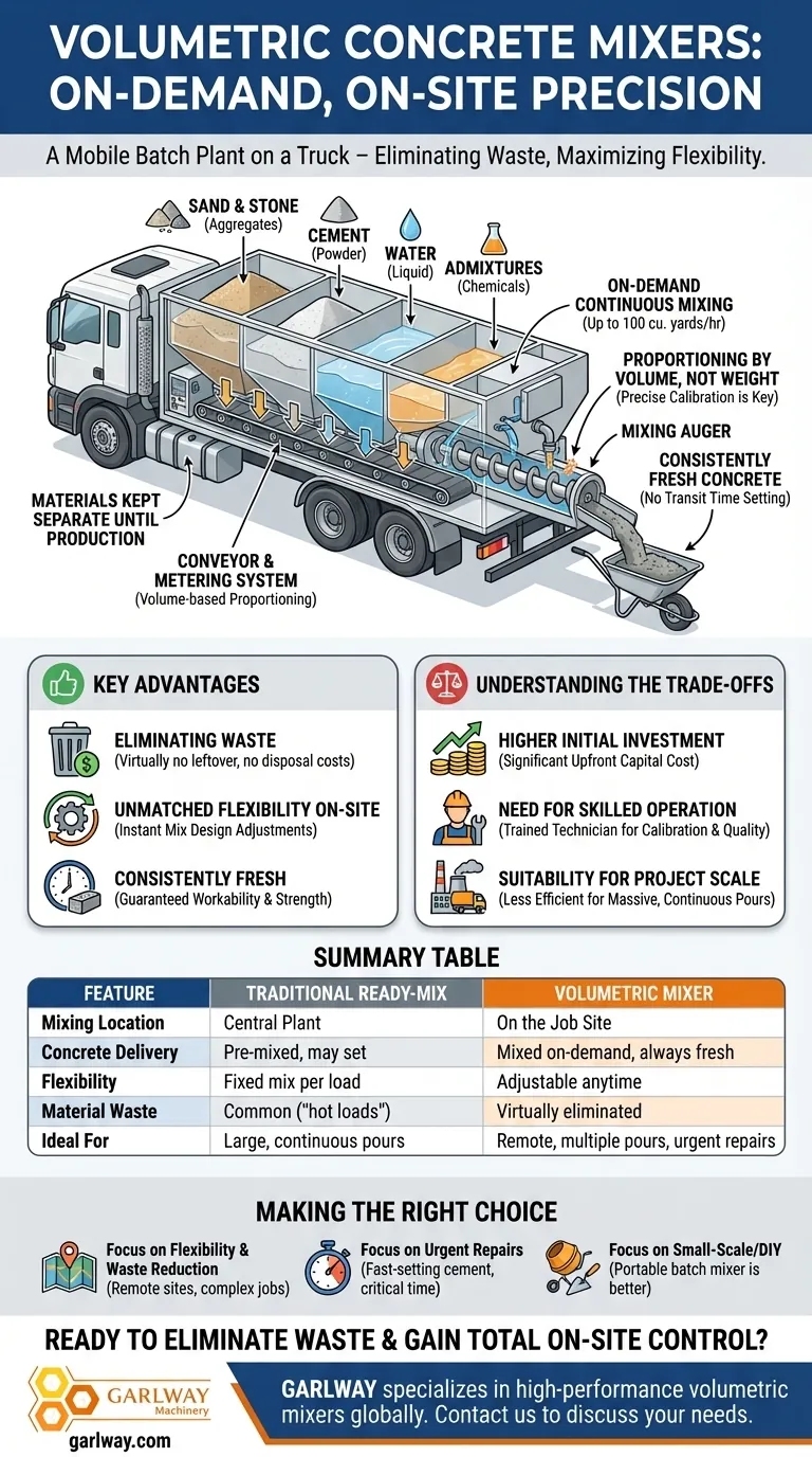 体积式混凝土搅拌机的基本工作原理是什么？按需混合，零浪费 图解指南