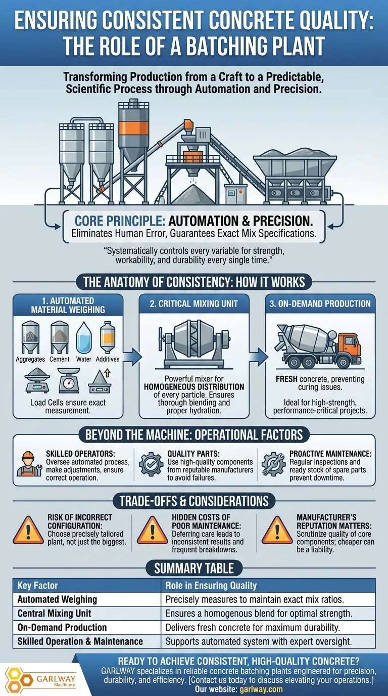 How does a concrete batching plant ensure consistent quality? Precision Mixing for Superior Strength Visual Guide