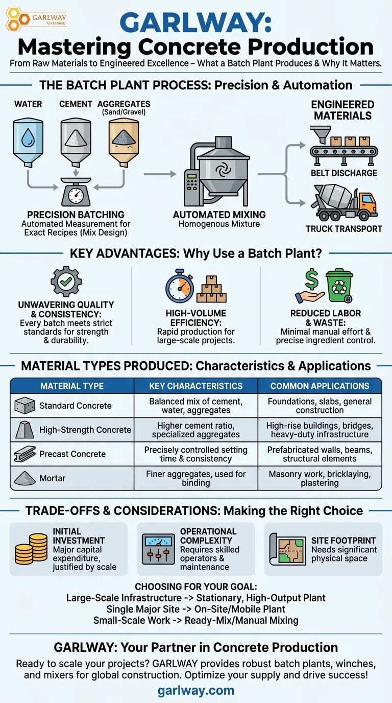 콘크리트 배치 플랜트에서 생산할 수 있는 건설 자재의 종류는 무엇입니까? 정밀 혼합 콘크리트 및 모르타르 시각적 가이드