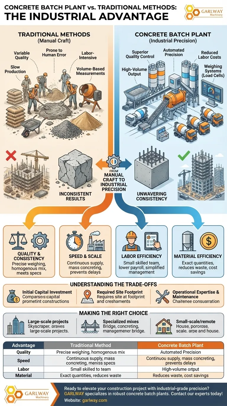 ¿Cuáles son las ventajas generales de usar una planta de lotes de concreto en comparación con los métodos tradicionales? Aumente la eficiencia y la calidad Guía Visual