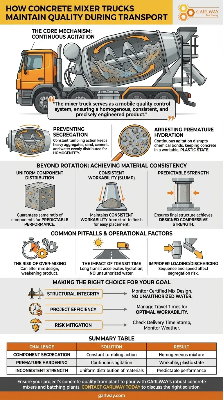 How do concrete mixer trucks maintain concrete quality during transport? Ensure Homogeneous, Workable Concrete Visual Guide