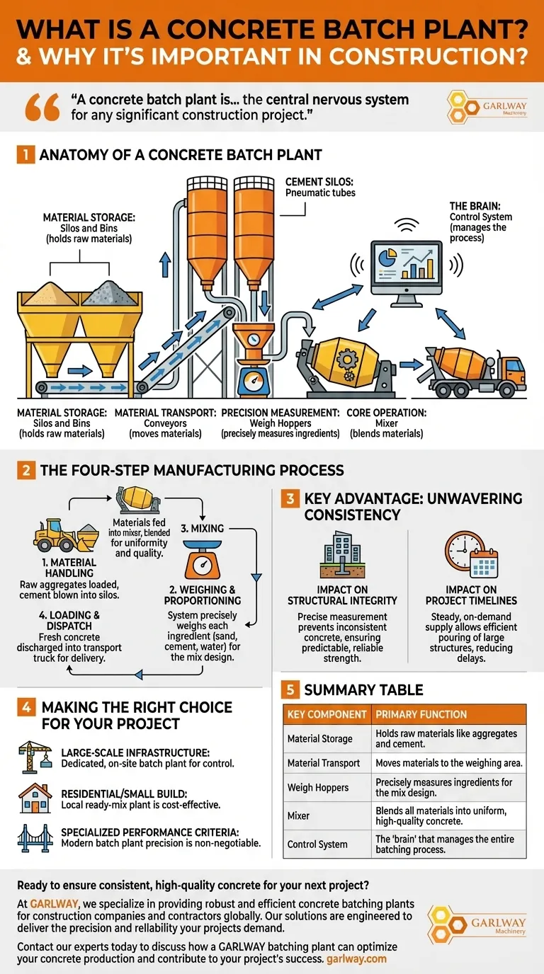 콘크리트 배치 플랜트란 무엇이며 건설에서 왜 중요할까요? | 품질 및 효율성의 핵심 시각적 가이드