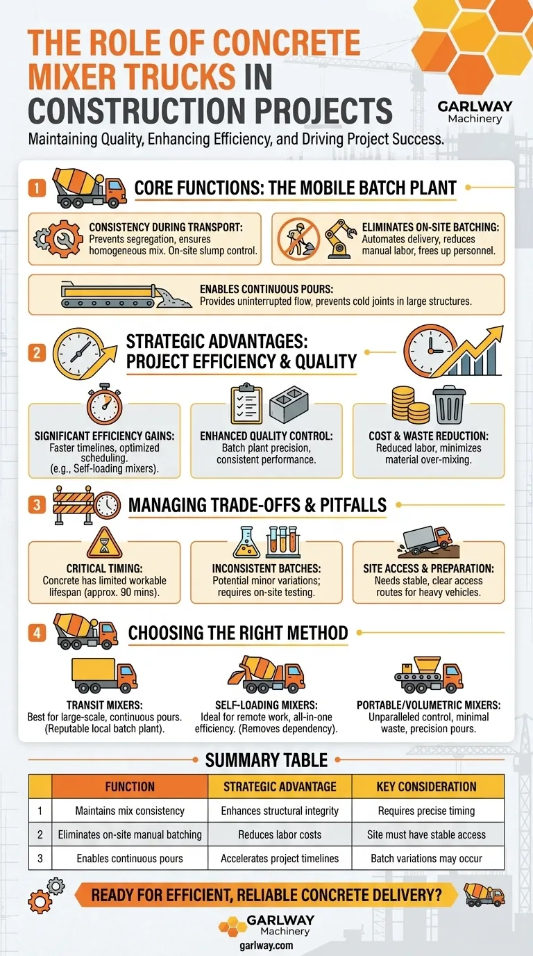 建設プロジェクトにおけるコンクリートミキサートラックの役割とは？効率と品質の鍵 ビジュアルガイド