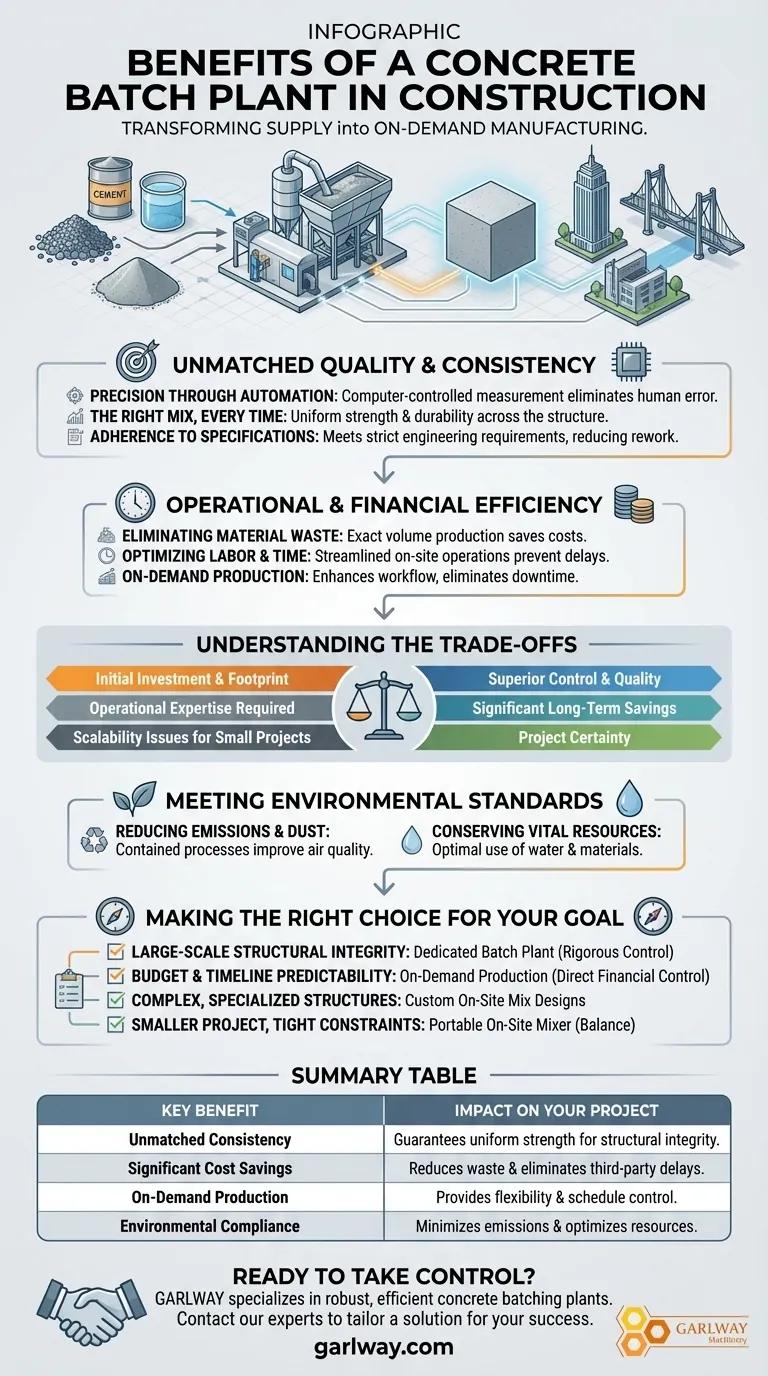 콘크리트 배치 플랜트 사용의 이점은 무엇인가요? 우수한 품질 및 비용 관리 달성 시각적 가이드