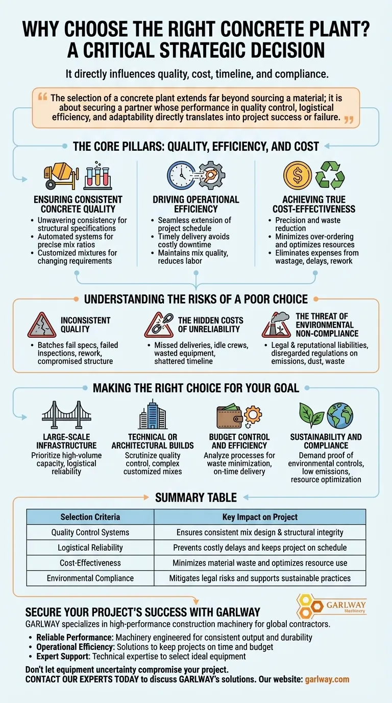 Pourquoi le choix de la bonne centrale à béton est-il important pour les projets de construction ? Assurer la qualité, l'efficacité et le contrôle des coûts Guide Visuel