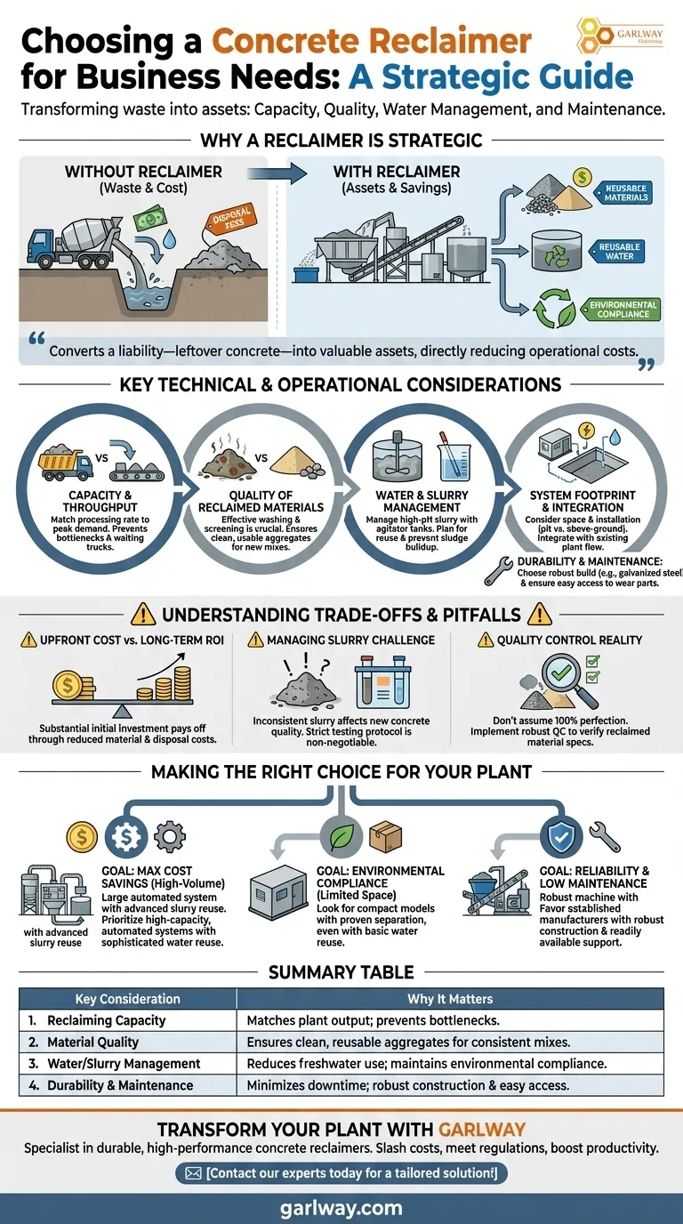 비즈니스 요구에 맞는 콘크리트 회수 장치 선택 시 고려해야 할 사항은 무엇인가요? 공장의 ROI 최적화 시각적 가이드