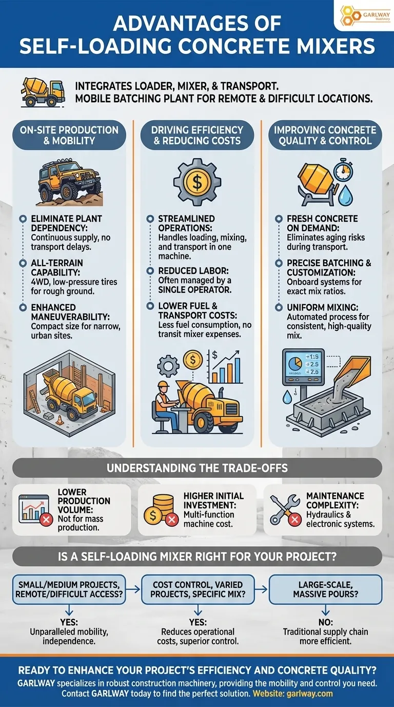 자가 로딩 콘크리트 믹서의 장점은 무엇인가요? 현장 생산 및 효율성 달성 시각적 가이드