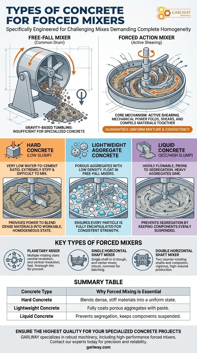 강제 혼합기는 어떤 종류의 콘크리트를 위해 특별히 설계되었습니까? 특수 혼합물의 완벽한 균질성 달성 시각적 가이드