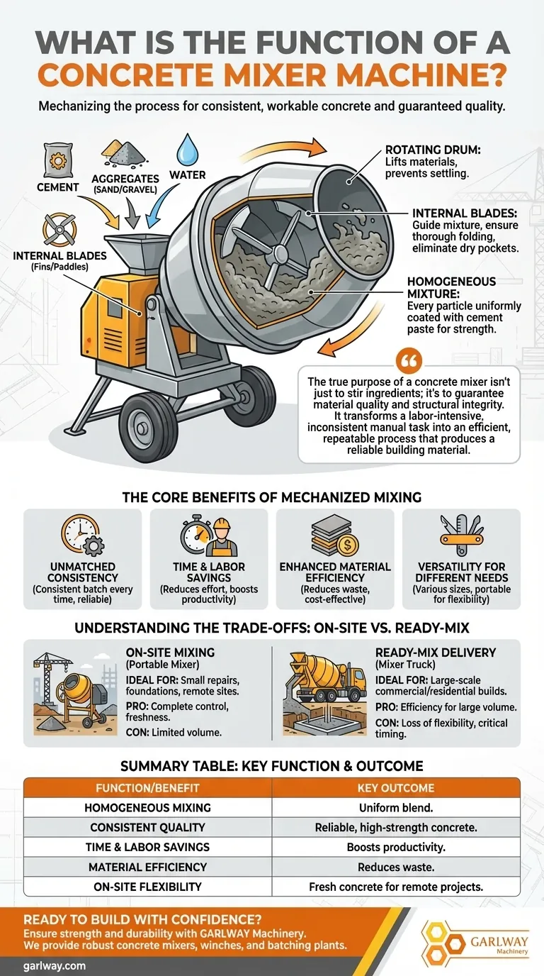 Quelle est la fonction d'une bétonnière ? Obtenez un béton constant et de haute qualité pour vos projets Guide Visuel