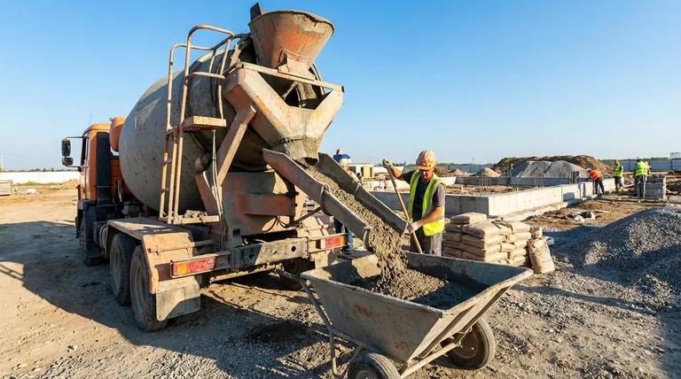 리버스 드럼 믹서의 용도는 무엇인가요? 정밀 배출로 건조 혼합 콘크리트를 마스터하세요.